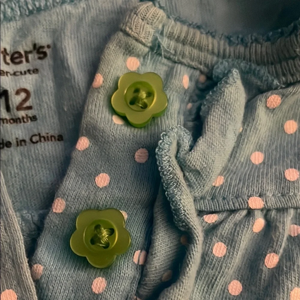 Carter's Blue Polka Dot Baby Girl Romper with Flower Design